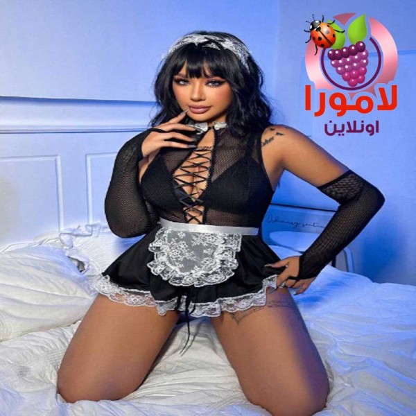 لانجيري خادمة أسود قصير مع تفاصيل مريلة بيضاء