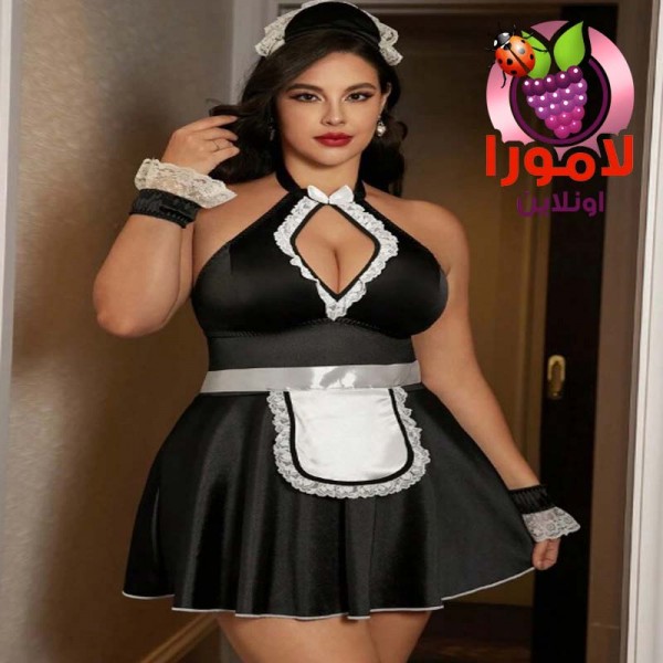 لانجيري خادمة أسود بتفاصيل بيضاء أنيقة