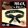 "طوق رقبة جلد مع جرس معدني"
