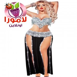 بدلة رقص للمتزوجات بتصميم ترتر فضى رائع