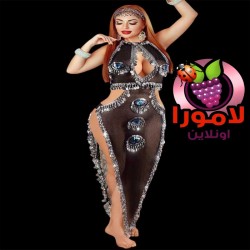 بدلة رقص لانجيري جريئة بتصميم عيون زرقاء