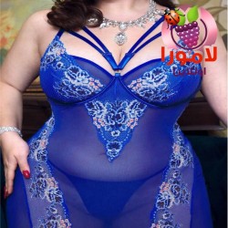 لانجيرى قصير بيج سايز (كود 95) باللون الأزرق الوردي الشفاف، مصمم ليناسب المقاسات الكبيرة بسلاسة