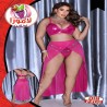 بدلة رقص نسائية مقاس كبير (بيج سايز) كود 209 - قماش ديسكو لامع بألوان جريئة وجذابة للجسم الممتلئ