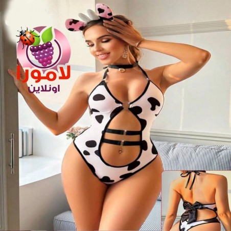 لانجرى تنكرى كاوبوى أبيض بلطع سوداء مكشوف الظهر لانجيرى تنكرى 459