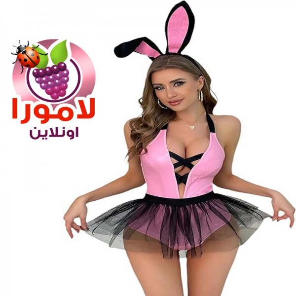 لانجرى تنكرى 454 أرنب بينك جيب شيفون أسود لانجرى حريمى
