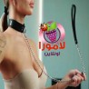حزام الرقبة بالسلسلة الجلدي مع مقبض للتحكم - أطقم كلبشات