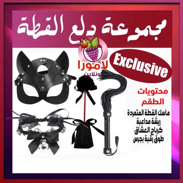 مجموعة كلبشات دلع القطة السوداء المتكاملة من 4 قطع أنيقة